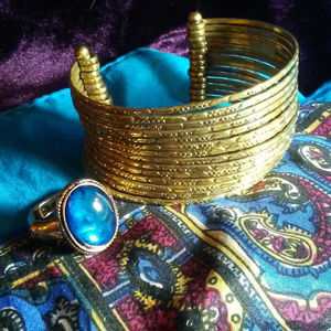 BOHO Cuff Bracelet and Blue Gypsy Stretch Ring